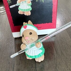 KEEPSAKE the Label Bunny Nurse Ornament in Green, White and Red